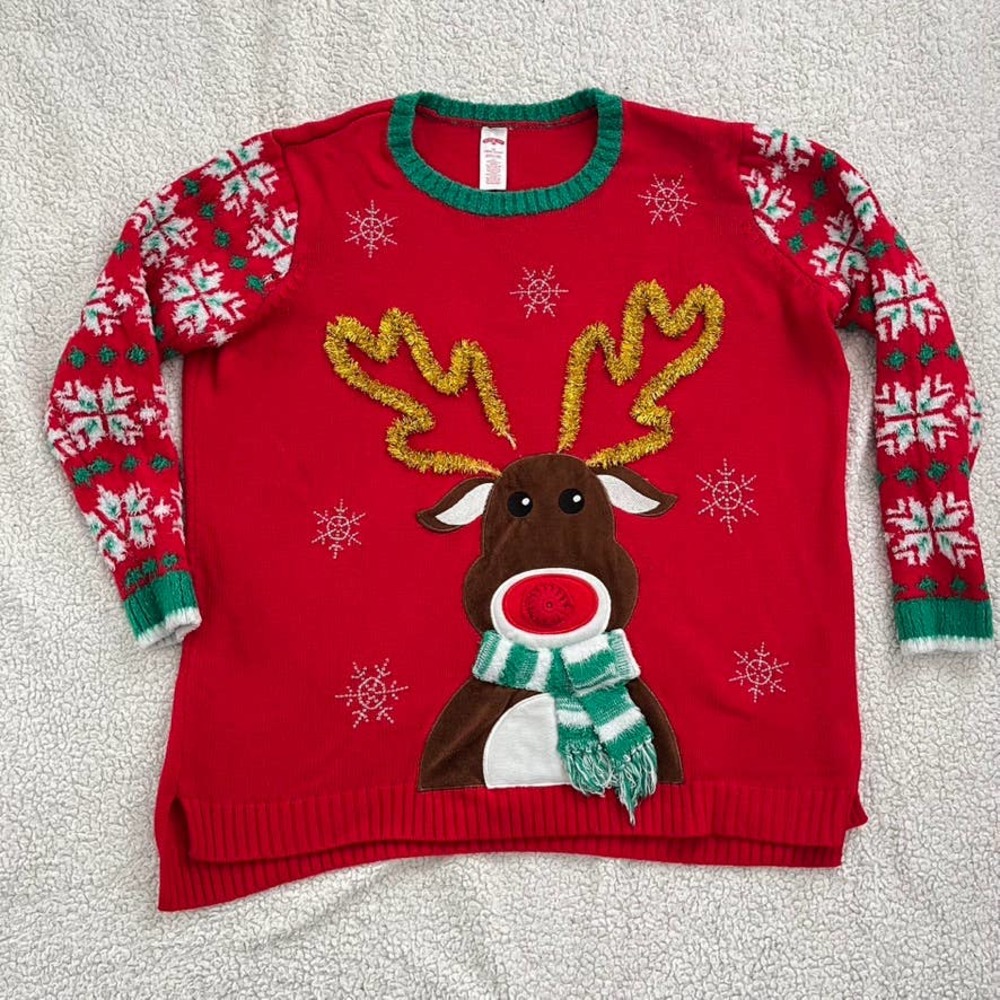 Ugly Christmas Sweater Rudolph the Red Nose Reindeer women Size 2X/20W